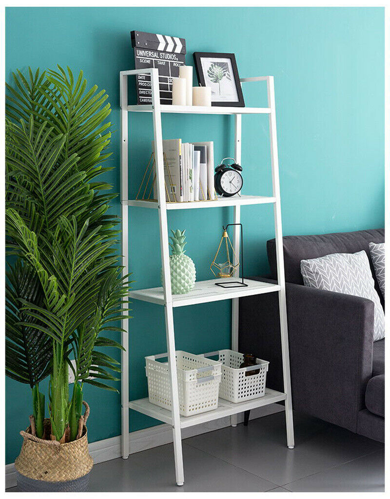 4Tier Retro Corner Ladder Shelf Book Shelves Display Stand Storage Shelving Unit