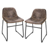 2PCS Rustic Retro Leather Bar Stools Dining Kitchen Pub Counter High Back Chair