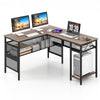 L-Shaped Corner Computer Desk Reversible Corner Workstation with Mesh Storage