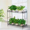 2-Tier Metal Plant Rack Plant Herbs Display Shelf Storage Rack for Patio Home