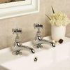 Traditional Twin Basin Sink Hot and Cold Taps Pair Chrome Bathroom Water Faucet