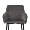 2PCS Modern Grey Velvet Fabric Upholstered Dining Chairs Armchairs Metal Legs