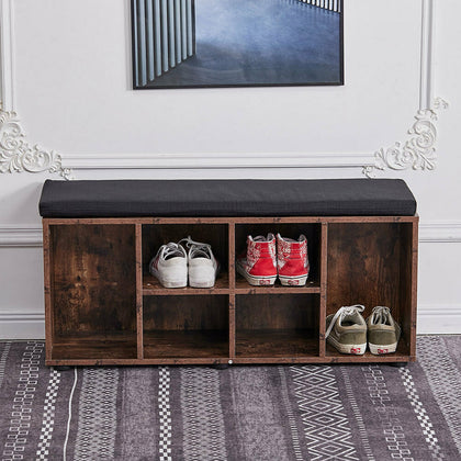 Wooden Shoe Rack Padded Cabinet Bench Storage Cupboard Organizer Holder