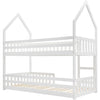 Bunk Beds Kids Treehouse Wooden Single Size Bed Solid Pine Wood Bed Frame White