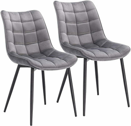 2xDining Chairs Kitchen Living Room Chairs with Velvet Counter Chairs Light Grey