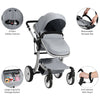 2 in 1 Baby Stroller Pushchair Convertible Reversible Bassinet Pram W/Rain Cover