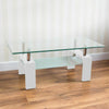 Coffee Table Modern Rectangle Oval Glass & Chrome Lower Shelf Living Room