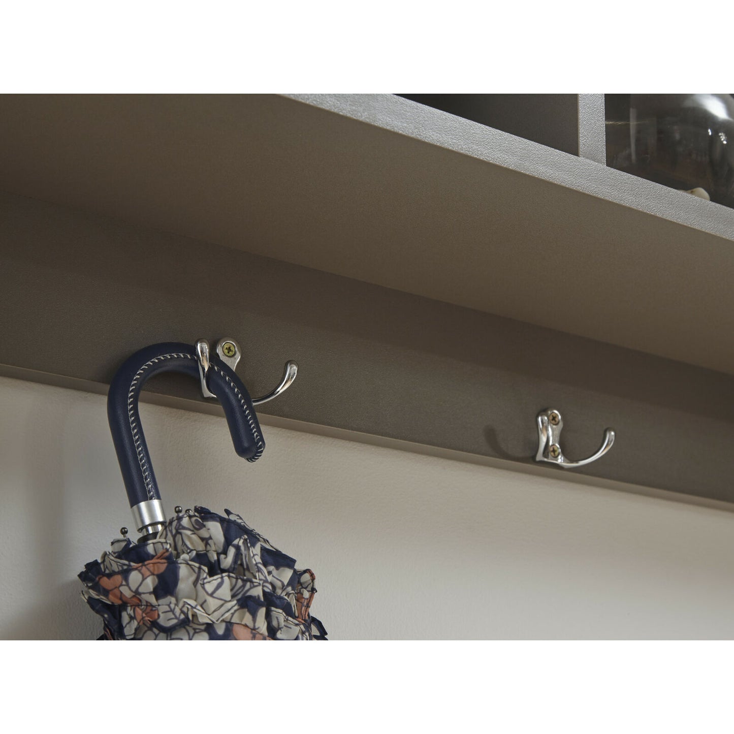 Grey Wall Mounted Cabinet Coat Hooks Wall Hanging Storage Unit Kempton