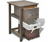 Bedside Small Bedroom Cabinet Storage Drawer End Table Wood Brown Wicker Basket