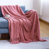 100% Acrylic Knit Throw Blanket Warm Decor Blanket with Tassels for Couch Bed
