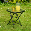 Garden Table 40cm Square Glass Top Folding Outdoor Patio Home Furniture Summer