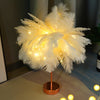 White Feather Desk Lampshade w/ Remote Control Table LED Lamp Shade Night Light