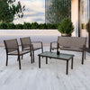 Garden Furniture 4x Patio Set Glass Table and Chairs Corner Lounge Outdoor Brown