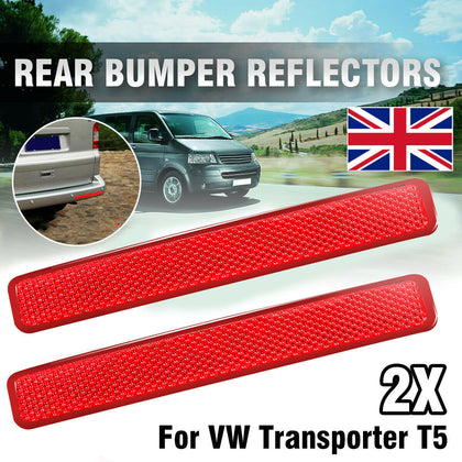 2x Rear Bumper Reflector Lens Assembly L+R Light For VW Transporter T5