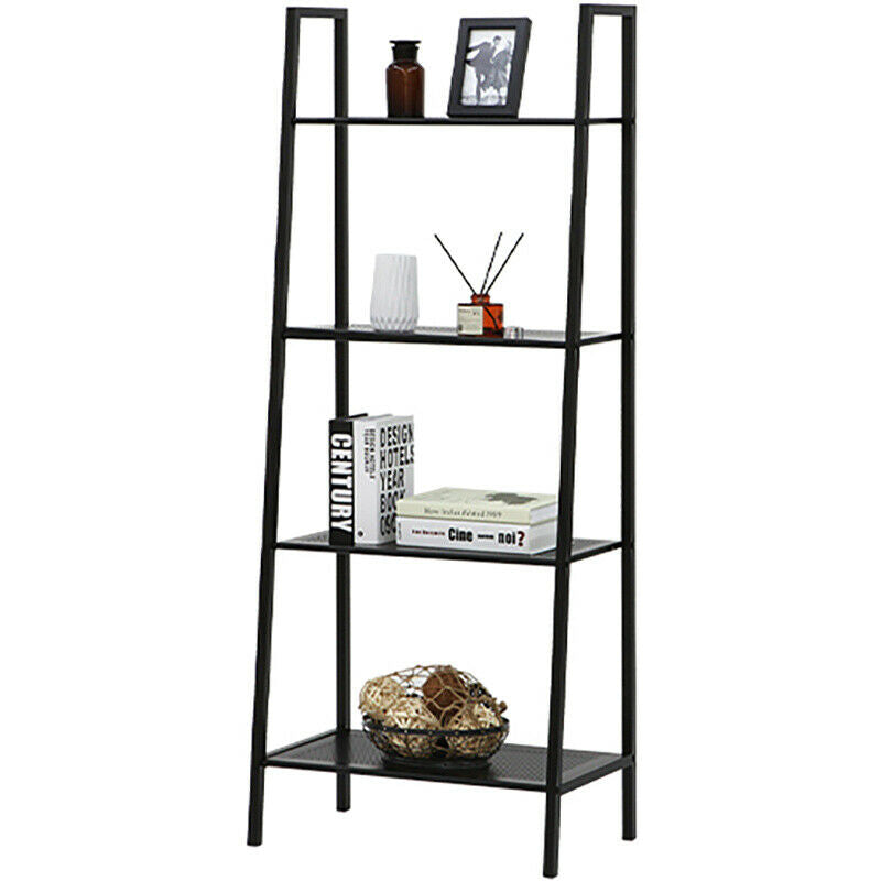 4-Tier Storage Shelves Ladder Bookshelf Industrial Bookcase Metal Flower Stand