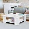 2 Tier Coffee End/Side Table Modern White Design with Storage Shelf Living Room