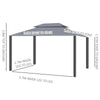 3 x 4m Aluminium Gazebo w/ 2 Tiers Roof Patio Garden Party Tent Grey