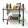 Industrial Wall Shelf Floating Shelving Unit 2 Layer Storage Rack w/Metal Bracke