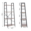 Industrial Ladder Shelf 4 Tier Wooden Bookshelf Storage Shelving Display Rack