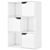 White Bookcase 6 Cube Storage with Door Wooden Bookshelf Display Storage Cabinet