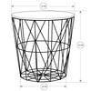 Brown Wooden Top Black Wire Storage Basket Round End Side Table Home Furniture