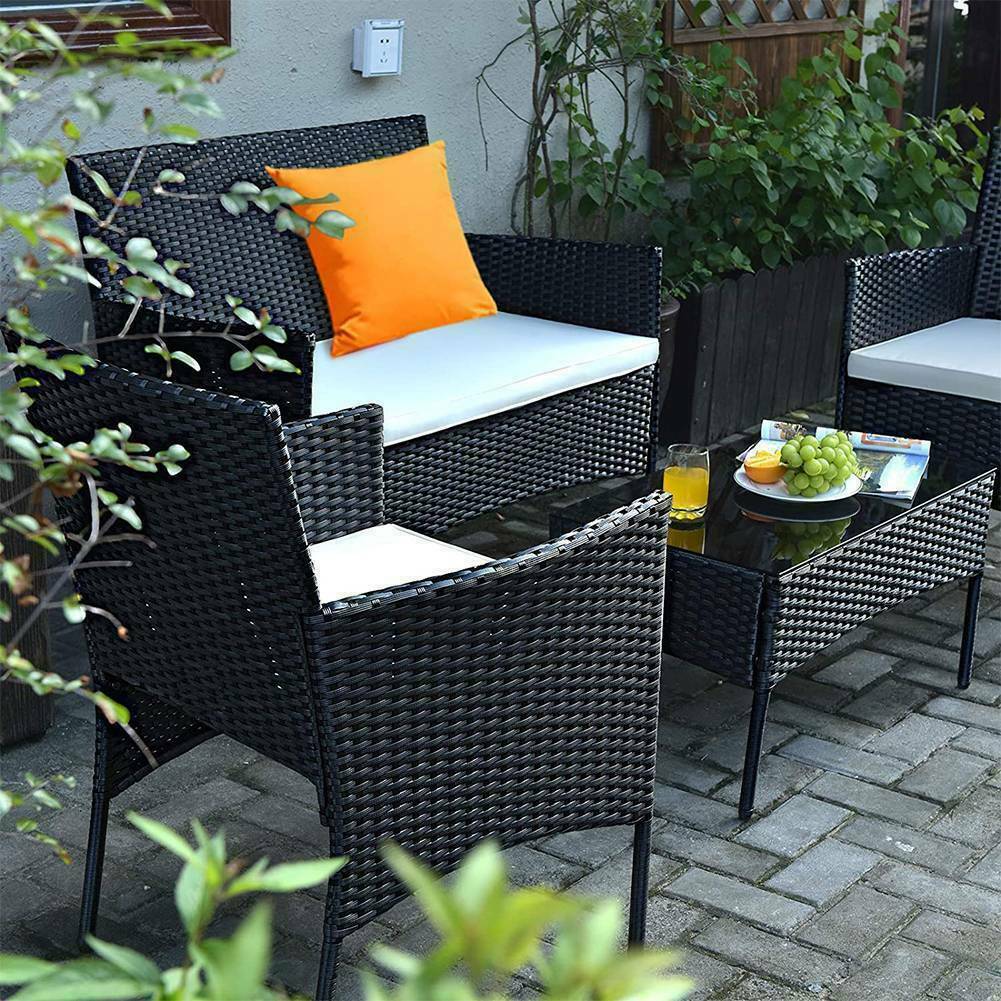 Rattan garden furniture set 4 piece chairs sofa table outdoor store patio conservatory