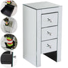 2PCS Glass Mirrored Bedside Tables Crystal Bedroom Side Drawer Storage Cabinet