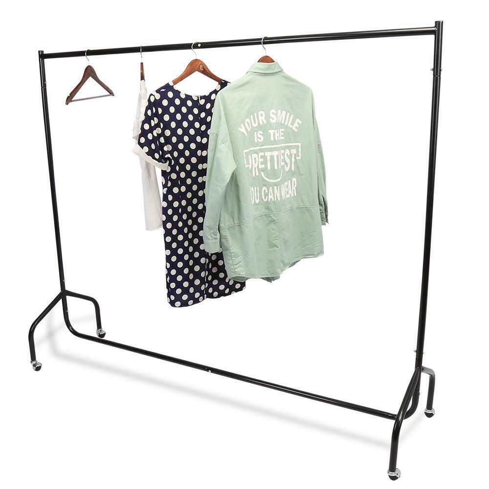 6 ft Rolling Clothes Rail Rack Garment Dress Hanging Stand Storage Hanger Shelf
