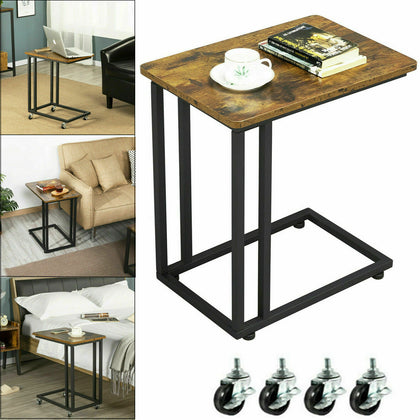 Brown End Table Industrial Sofa Table Side Table for Coffee Laptop Table Rustic