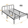 Double 4ft6 Bed Iron Frame Black Metal Platform Bed with High Headboard