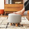 Small Footstool Linen Removable Cover Stool Ottoman Round Pouffe Seat Wooden Leg