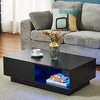 Modern TV Unit Cabinet Stand Matt Coffee Table & High Gloss LED Light Livingroom