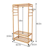 Heavy Duty Hallway Wooden Rail Clothes Hanging Garment Rack w/ Strengthened Rods