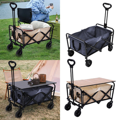 Outdoor Camping Trolley Wheelbarrow Folding Pull Along Wagon Truck Beach Fishing