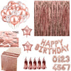 Rose Gold Happy Birthday Bunting Banner Balloons Tinsel Curtain DECORATIONS