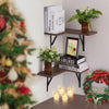 Floating Corner Shelf Shelves Wooden Wall Storage Display Shelf Unit Wall Mount