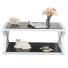 Rectangle Black Tempered Glass Coffee Table Modern Living Room with Lower Shelf#