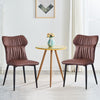Set Of 2 Brown Faux Leather Chairs Metal Legs Soft Padded Seat Dining Room Chair