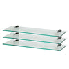 3x Glass Bathroom Shelves Tempered Wall Storage Chrome Fixtures 58.5cm Clear