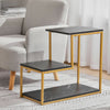 3 Tiers Sofa End Side Coffee Table Bedside Table Night Stand Lamp Marble Effect