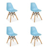 2x Eiffel Kids Children Chairs White/Pink/Blue Plastic Seat with Wooden Legs