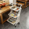 3 Tier Kitchen Trolley Serving Cart Adjustable Iron Wire Organizer Bathroom Rack