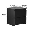 White / Black Bedside Table Matte Storage Cabinet Nightstand 2 Drawers Bedroom