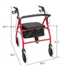 New Disablity Aid Rollator Mobility Walker 4 Wheels Adjustable with Seat Storage