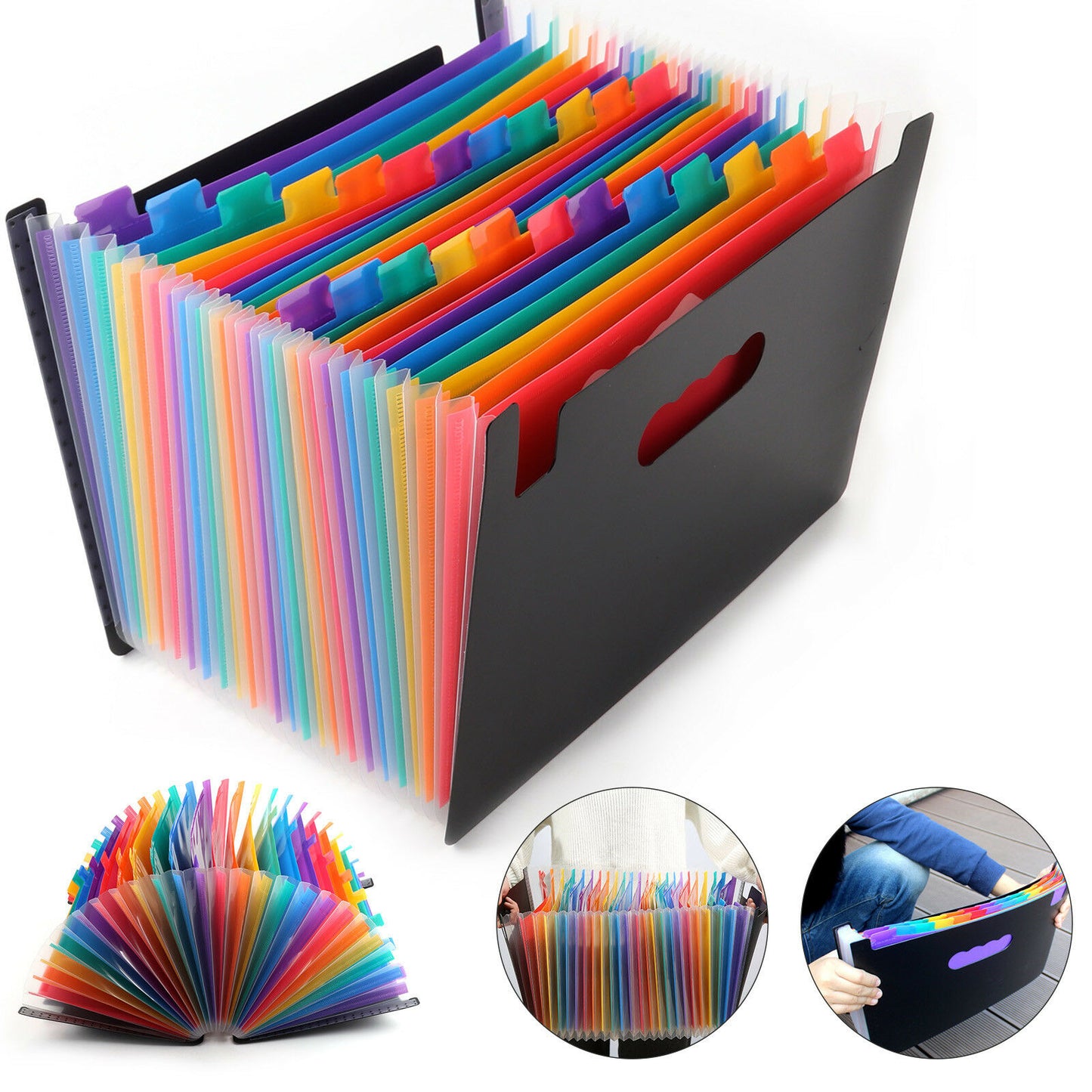 24 Pocket A4 Office Expanding File Box Folder Document Organiser Home Security