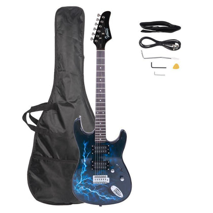 Glarry GST-E Dual Pickup Electric Guitar w/Bag Strap Pick Tools Black