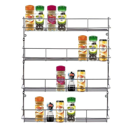 4 Tier Spice Rack Chrome Plated Kitchen Jar Organizer Wall Cabinet Storage UK