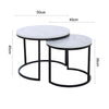 MODERN SET OF 2 MARBLE EFFECT NEST OF TABLE ROUND SIDE TABLE WITH METAL FRAME