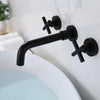 Brass Wall Mounted Basin Matte Black Faucet Bathroom Mixer Tap Rotation Spout