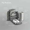 4 Person Picnic Backpack Insulated Cooler Bag with 29 Piece Dining Set & Blanket